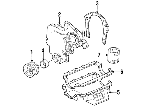 1996 Oldsmobile Achieva Engine Parts, Mounts, Cylinder Head & Valves, Camshaft & Timing, Intake Camshaft, Exhaust Camshaft, Oil Pan, Oil Pump, Balance Shafts, Crankshaft & Bearings, Pistons, Rings & Bearings Diagram