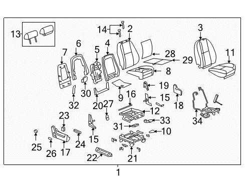 2013 Cadillac Escalade Cover, Passenger Seat Inner Reclining Finish *Vy Light Cashme Diagram for 15243831