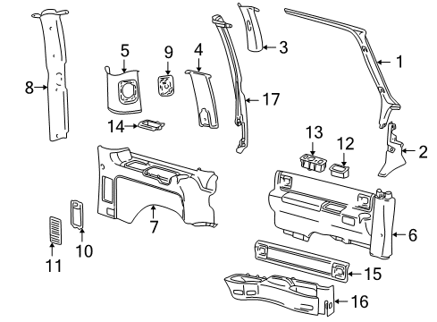 1999 GMC Safari Molding Assembly, Front Side Door Opening Frame Garnish *Medium Duty Dark Pewter Diagram for 15083617