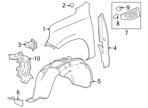 2022 GMC Yukon XL Vent Assembly, F/Fdr Ornamentation *Nitridr Chrm Diagram for 84719440