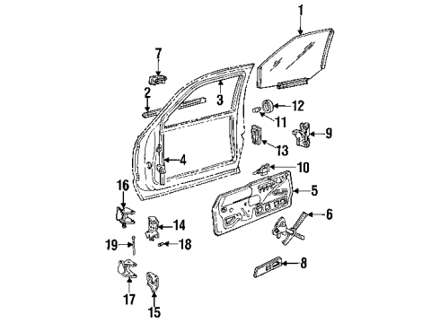 2000 GMC Yukon Front Door Glass & Hardware, Lock & Hardware Diagram 3 - Thumbnail