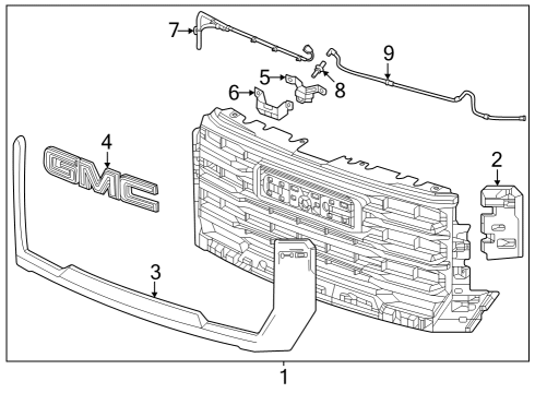 2024 GMC Sierra 2500 HD Grille & Components Diagram