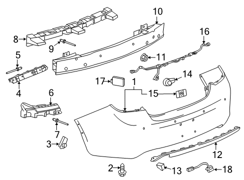 2013 Buick Verano Rear Bumper Cover *Service Primer Diagram for 22998262