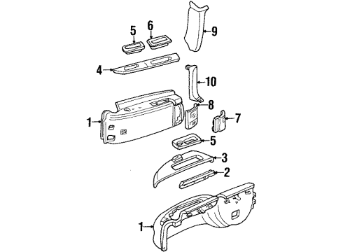 1994 GMC C2500 Suburban Tray,Body Side Trim Panel Front Armrest Diagram for 15667427