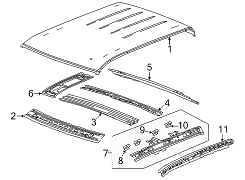 2017 Chevy Silverado 1500 Rail Assembly, Roof Outer Side Diagram for 22830229