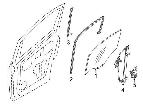 2016 Chevy City Express Front Door - Glass & Hardware Diagram