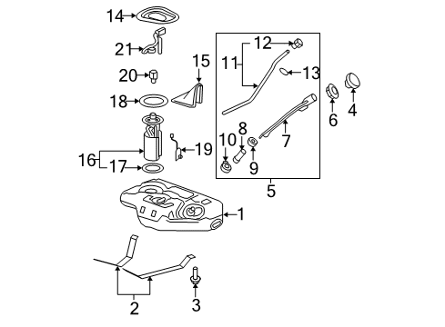 2008 Cadillac DTS Fuel Tank Fuel Pump Module Kit (W/O Fuel Level Sensor) Diagram for 23120358