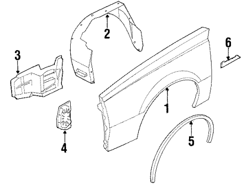 1984 Oldsmobile Firenza Fender & Components, Exterior Trim Diagram