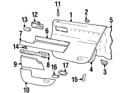 2000 Cadillac Catera Bezel,Rear Side Door Inside Handle Diagram for 90363767