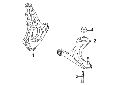 2022 Chevy Trailblazer Front Suspension Components, Lower Control Arm, Stabilizer Bar Diagram