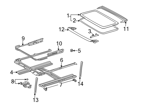 2004 Pontiac Vibe Hose,Sun Roof Housing Rear Drain Diagram for 88971425