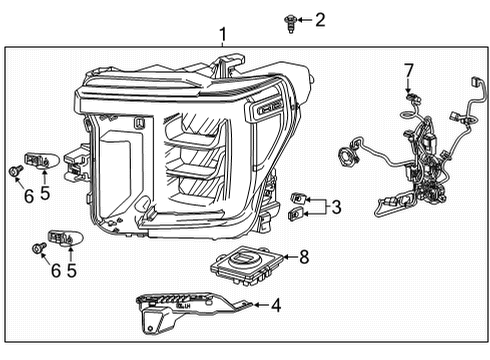 2022 GMC Sierra 2500 HD Headlamp Components Diagram 1 - Thumbnail