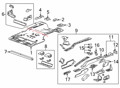 2011 Cadillac SRX Rail Assembly, Rear Compartment Floor Panel Diagram for 22816191