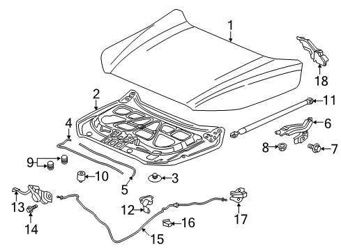 2017 GMC Acadia Strut Assembly, Hood Diagram for 23100653