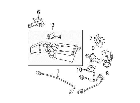 2005 Pontiac Vibe Sensor,Heated Oxygen(Position 1) Diagram for 88974015