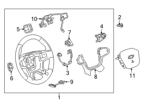 2019 Chevy Traverse Steering Wheel Assembly *Dark Atmosphr Diagram for 84439181