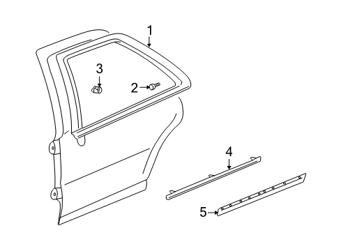 2001 Cadillac Seville Exterior Trim - Rear Door Diagram