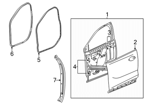 2021 Buick Encore GX Weatherstrip Assembly, Front S/D (Dr Si) Diagram for 42766259