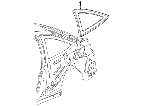 1999 Saturn SC1 Quarter Panel - Glass & Hardware Diagram 2 - Thumbnail