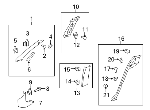 2008 Pontiac G8 Panel,Body Lock Pillar Lower Trim Diagram for 92172488