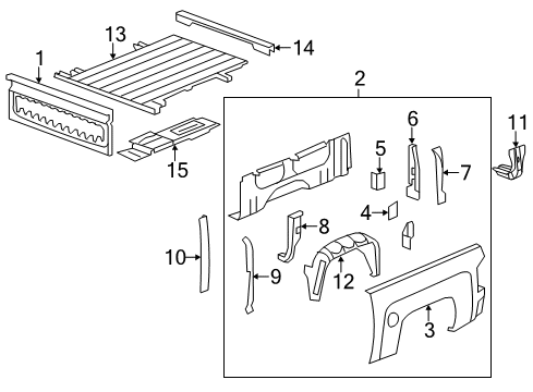 2019 GMC Sierra 3500 HD Pick Up Box Components Diagram