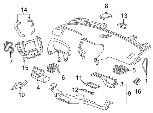 2018 GMC Terrain APPLIQUE ASM-I/P CTR TR PLT *L GLOS AXIOM Diagram for 85532063