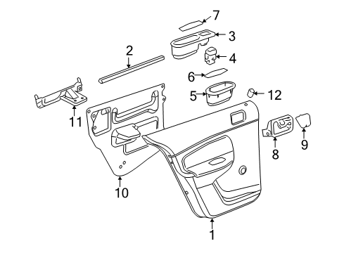 2009 Chevy Cobalt Bezel Assembly, Rear Side Door Inside Handle *Ebony Diagram for 22722766