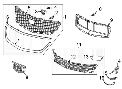 2021 Cadillac CT5 Grille & Components Diagram 5 - Thumbnail