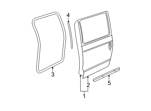 2008 Cadillac Escalade EXT Rear Door, Body Diagram