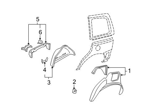 2005 Chevy Uplander Inner Structure - Side Panel Diagram