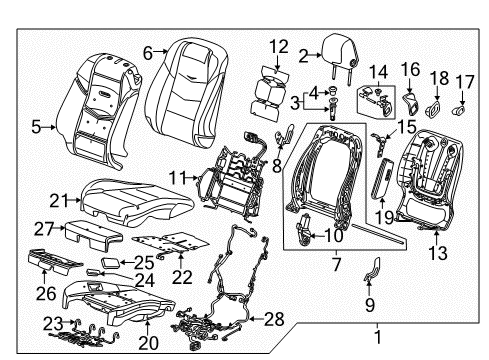 2015 Cadillac ELR Heater,Front Seat Cushion Diagram for 22960979