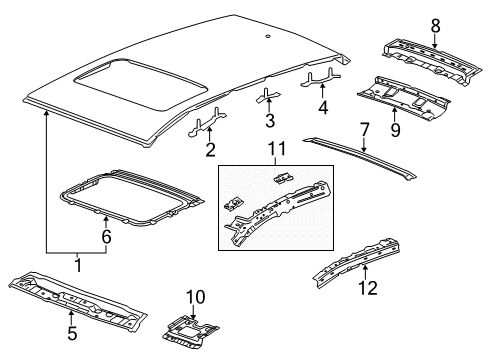 2012 Chevy Captiva Sport Roof & Components Diagram 1 - Thumbnail