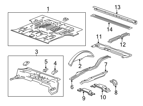 2018 Cadillac Escalade ESV Rear Body - Floor & Rails Diagram