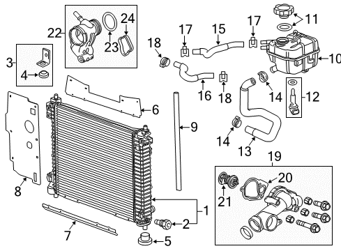 2010 Cadillac SRX Radiator Surge Tank Inlet Hose Diagram for 20795774