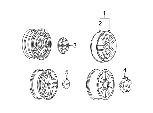 2007 Chevy Monte Carlo Wheel Covers & Trim Diagram