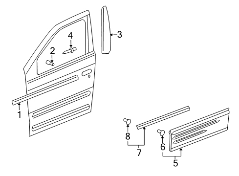 2001 Pontiac Aztek Molding Assembly, Front Side Door Lower *Charcoal Diagram for 10311265