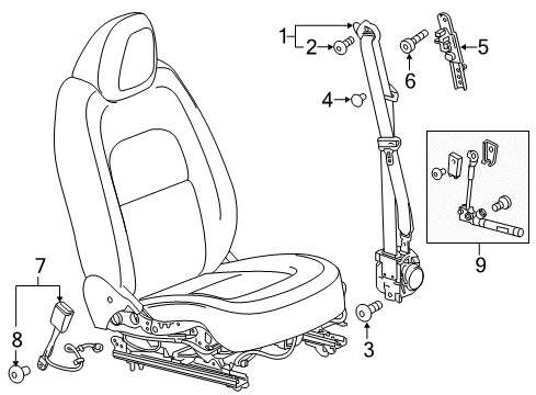 2018 GMC Canyon Tensioner Kit,Passenger Seat Belt (Retractor Side) *Black Diagram for 19354210