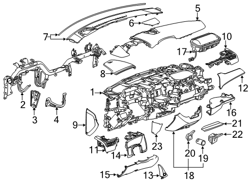 2019 Chevy Suburban Pad Assembly, I/P Ctr Tr *Pillion Browg Diagram for 84628743