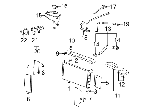 2010 Chevy Suburban 2500 Radiator & Components Diagram