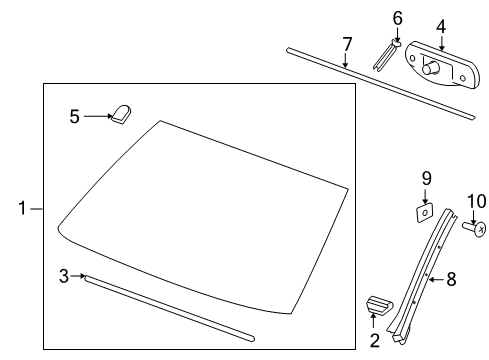 2007 Chevy Tahoe Windshield Glass, Reveal Moldings Diagram