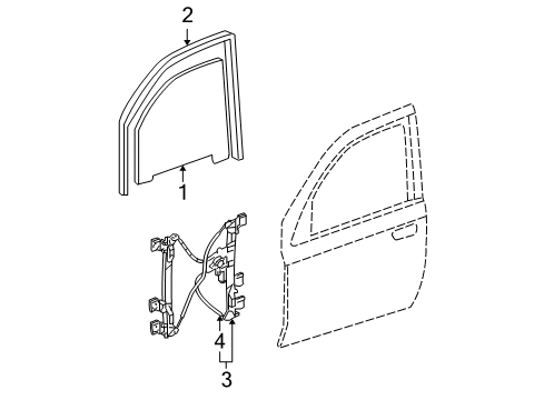 2004 Chevy Trailblazer Front Door - Glass & Hardware Diagram