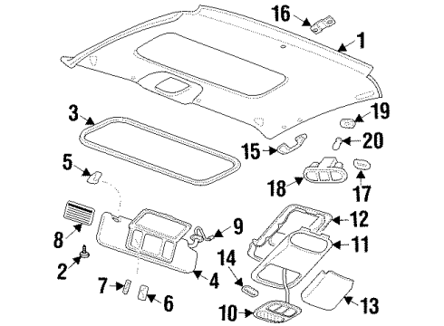 1997 Pontiac Grand Prix LACE, Headlining Finish and Back Window Diagram for 25606222