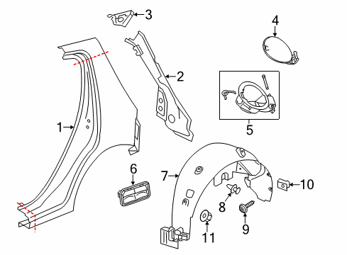 2014 Chevy Sonic Quarter Panel & Components Diagram 1 - Thumbnail