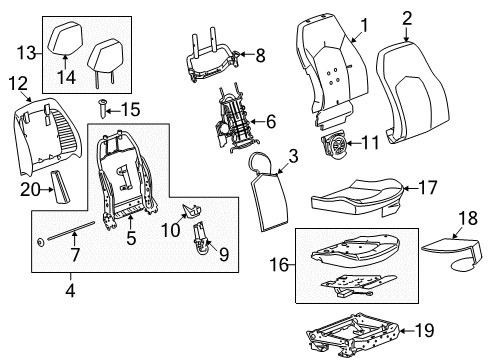 2014 Cadillac CTS Cover Assembly, Passenger Seat Back Cushion *Lttnum/Miko Diagram for 22789785