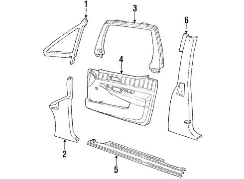 1992 Pontiac Trans Sport MOLDING, Front Door Belt Trim Finish & Window Garnish Diagram for 10181546