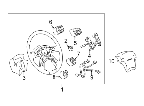 2007 Chevy Silverado 1500 Classic Steering Column, Steering Wheel & Trim, Shroud, Switches & Levers Diagram