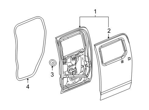 2010 Hummer H3T Weatherstrip Assembly, Rear Side Door Diagram for 93355098