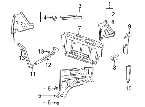 2002 Chevy Tracker Trunk,Rear Floor (Esn) Diagram for 30023333