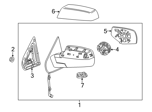 2015 Chevy Silverado 3500 HD Gasket, Outside Rear View Mirror *Less Finish Diagram for 22919767