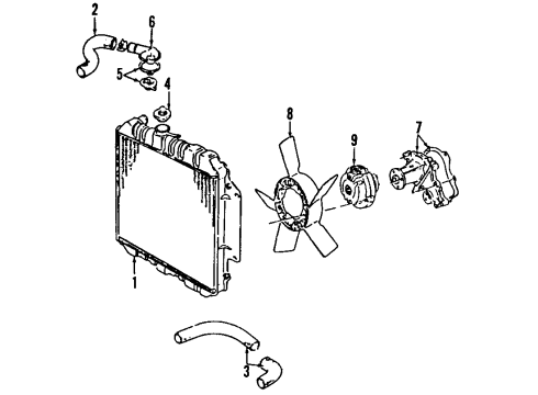 1999 Chevy Tracker Cooling System, Radiator, Water Pump, Cooling Fan Diagram